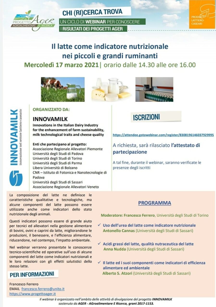 progetto innovamilk webinar consulenza latte